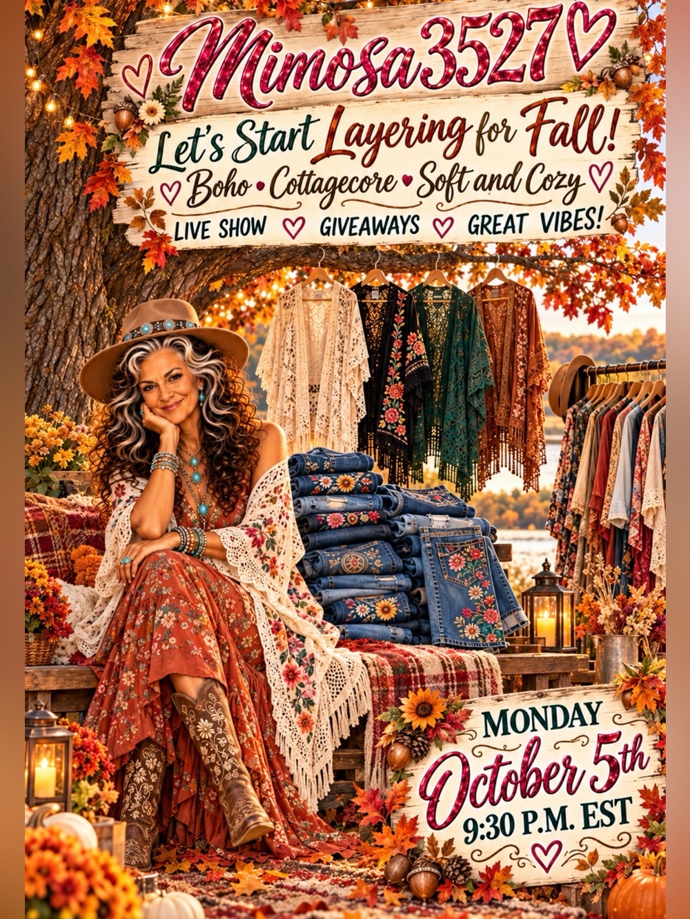 MONDAY 10/5 9:30pm Live Show Boho Cottagecore Lace & Embroidery
